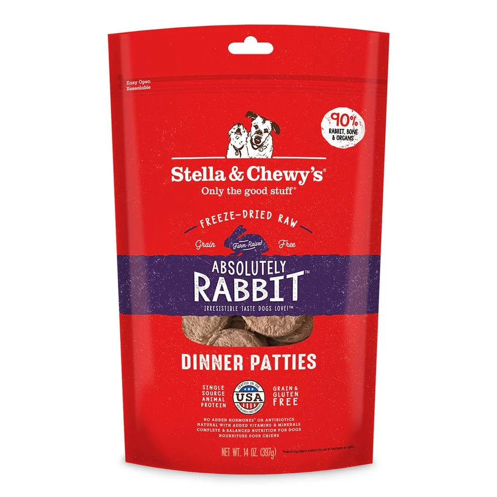 Stella & Chewy's - Absolutely Rabbit Dinner Patties Nourriture crue lyophilisée pour chiens