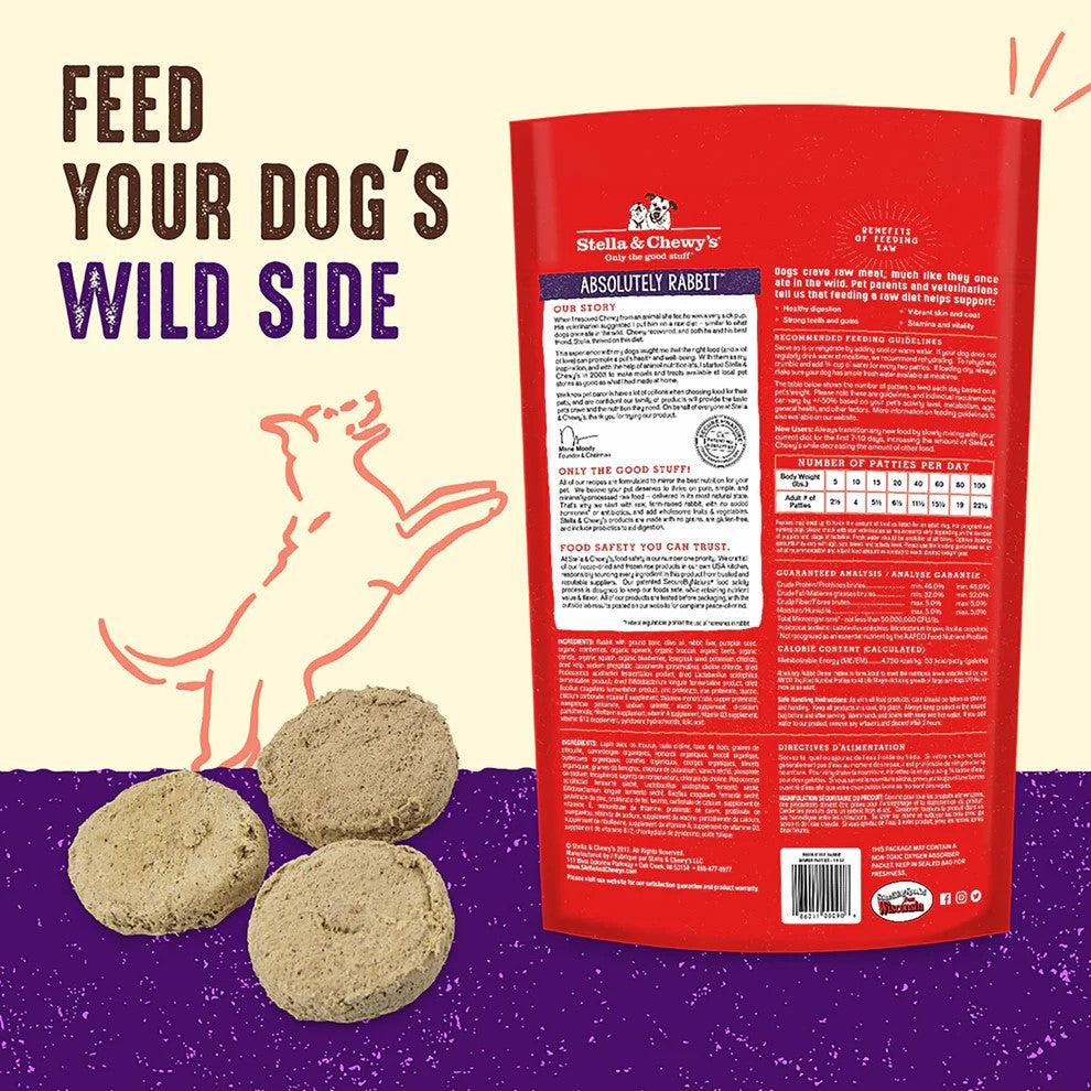 Stella & Chewy's - Absolutely Rabbit Dinner Patties Nourriture crue lyophilisée pour chiens