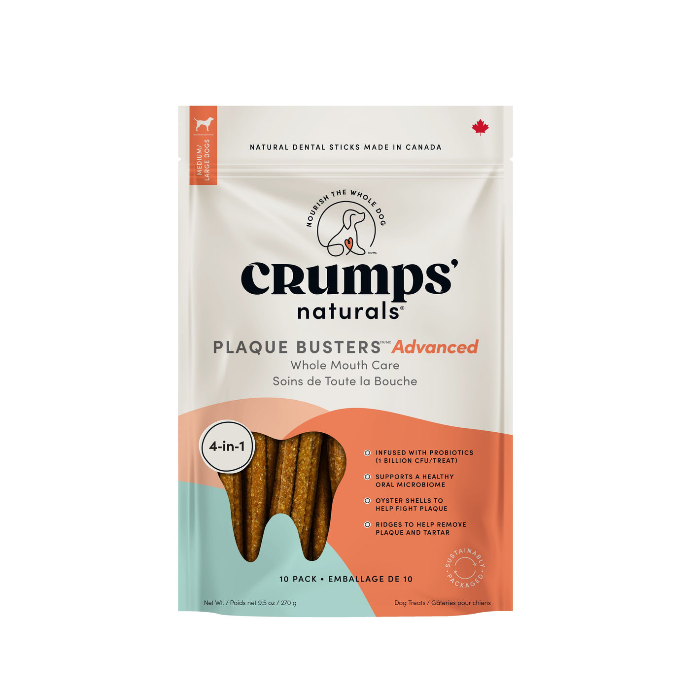 Crumps' Naturals Plaque Busters Whole Mouth Care Dental Sticks for Dogs