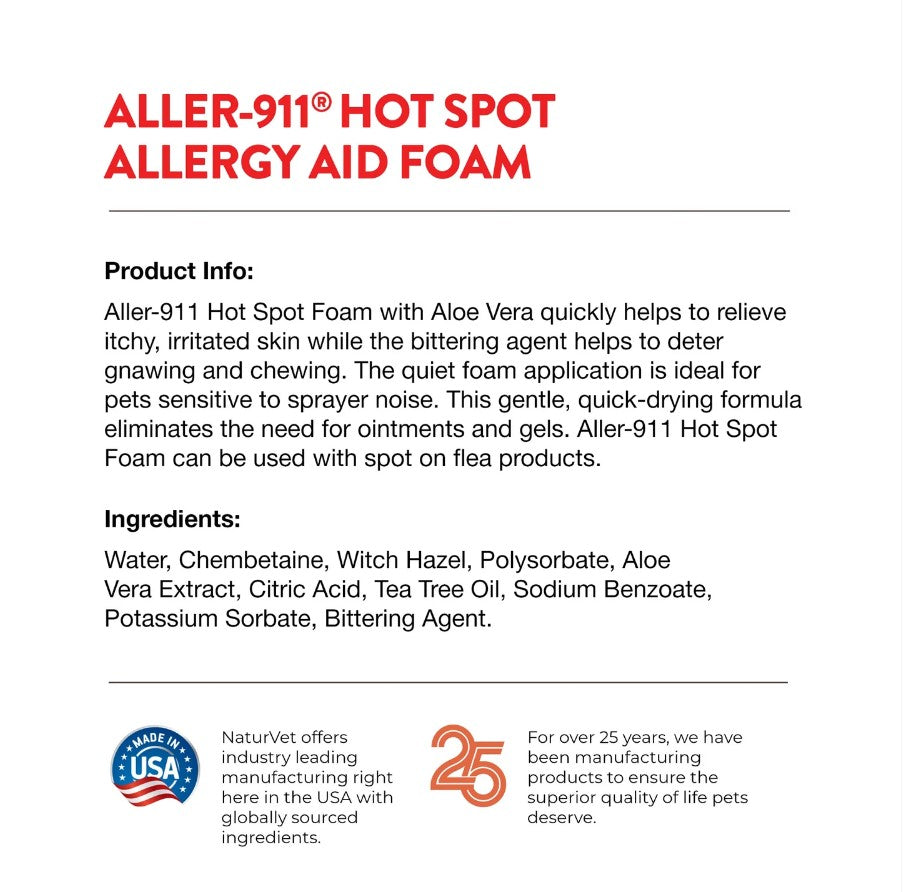 NaturVet Aller-911 Hot Spot Foam (8oz)