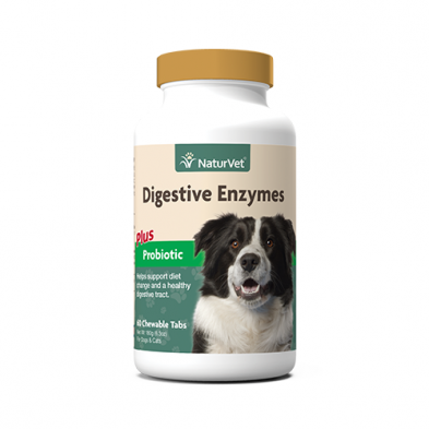 NaturVet Digestive Enzymes with Prebiotics and Probiotics Chewable Tablets (60ct)