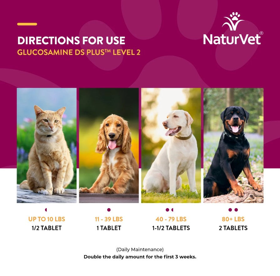 NaturVet Glucosamine DS Plus Comprimés à Croquer pour Chiens et Chats