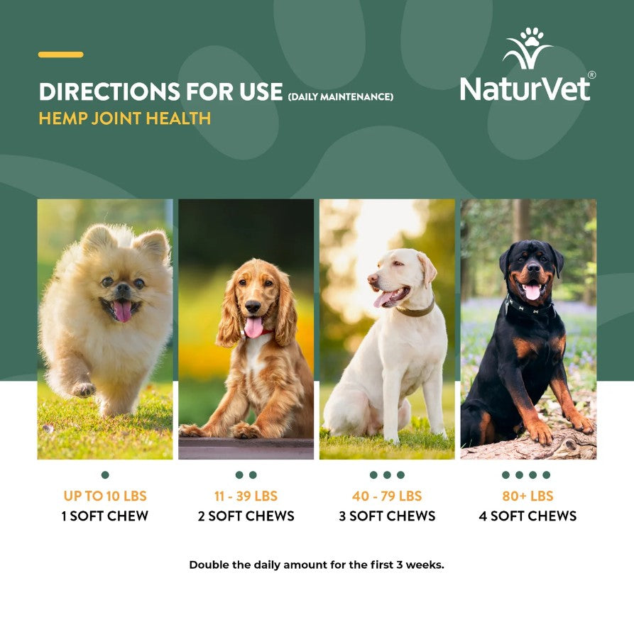 NaturVet - Santé des articulations au chanvre pour chiens Soft Chews