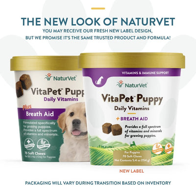 NaturVet VitaPet Puppy Vitamines quotidiennes à mâcher doux (70 ct)