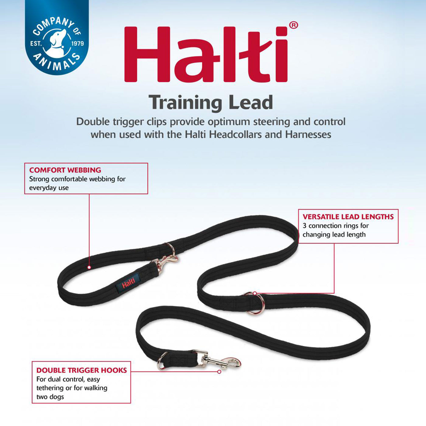 Halti Training Lead Black Large Info Graphic