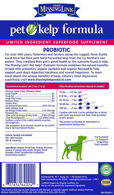 LE LIEN MANQUANT - Formule de varech Mélange probiotique Superfood Supplément d'ingrédients limités pour chiens 8 OZ